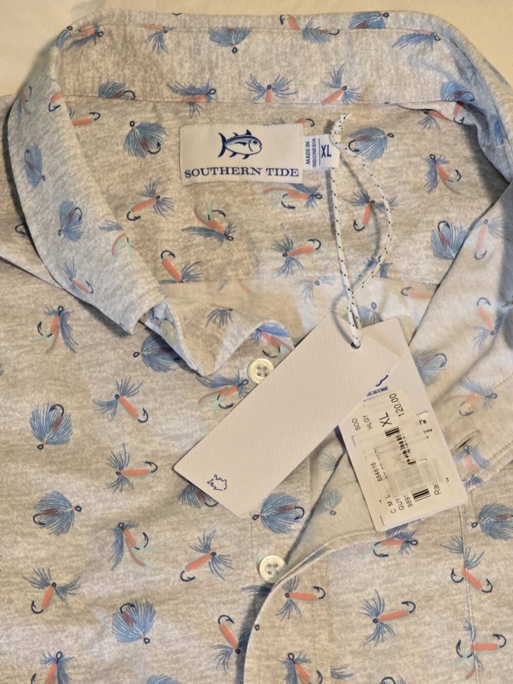 NWTs Southern Tide Fishing Fly Print SS Sport Shirt